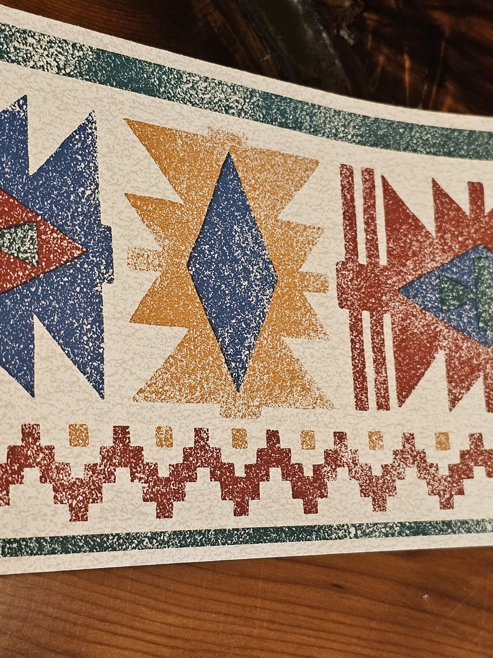 Vintage 90s Southwestern Pattern Wallpaper Border Roll